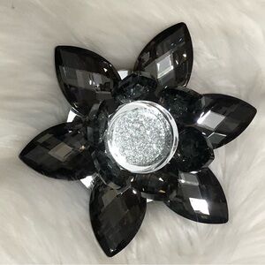 Black Glass Lotus Candle Holder